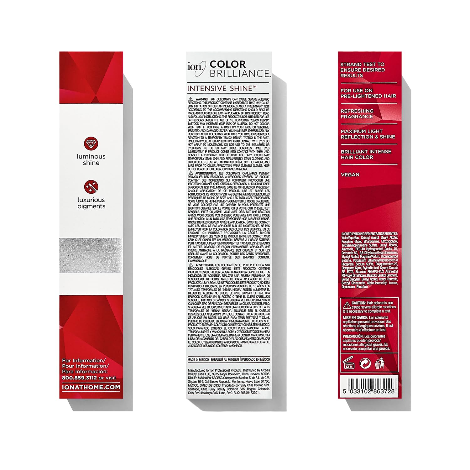 Ion Permanent Brights Creme en tono rojo para color vibrante.