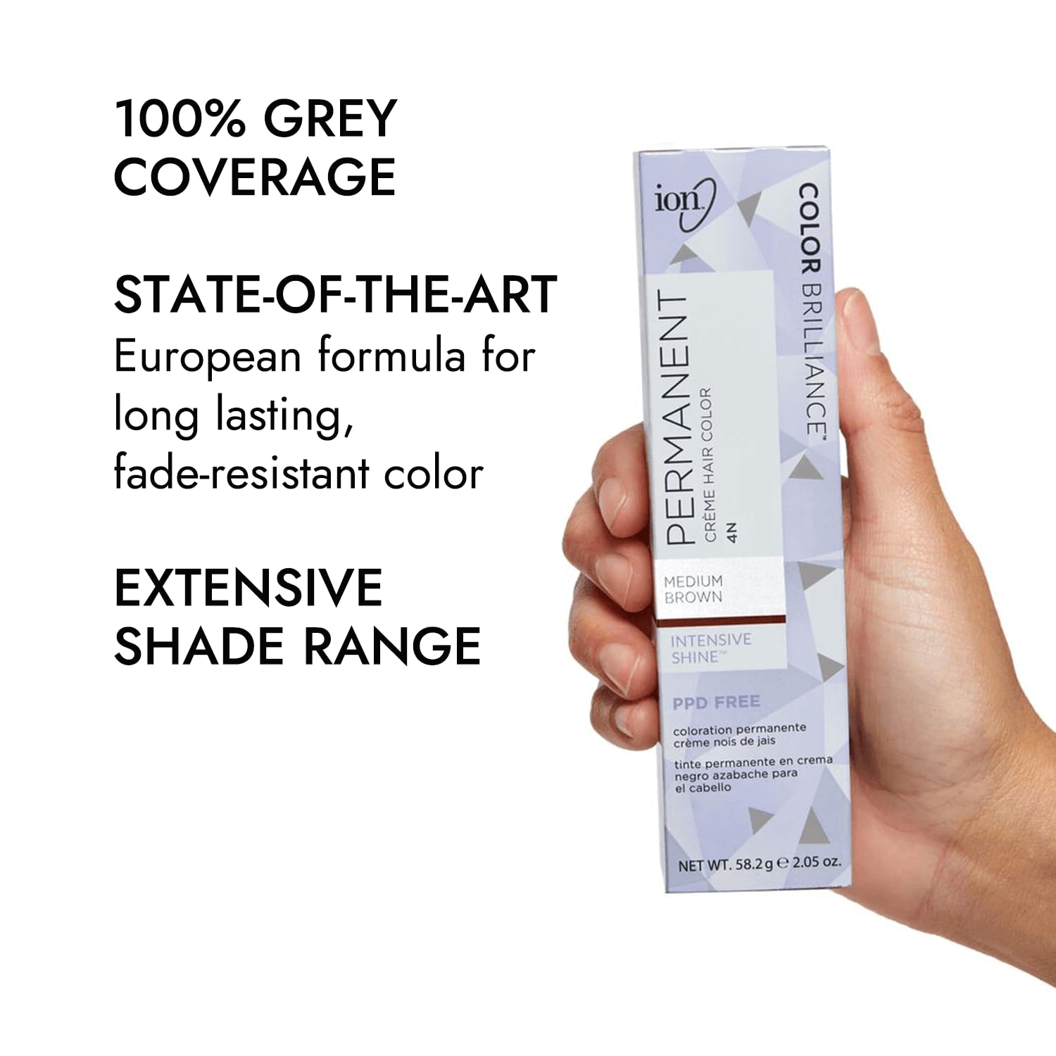 Ion Permanent Creme Color 4N aplicación en cabello para color uniforme.