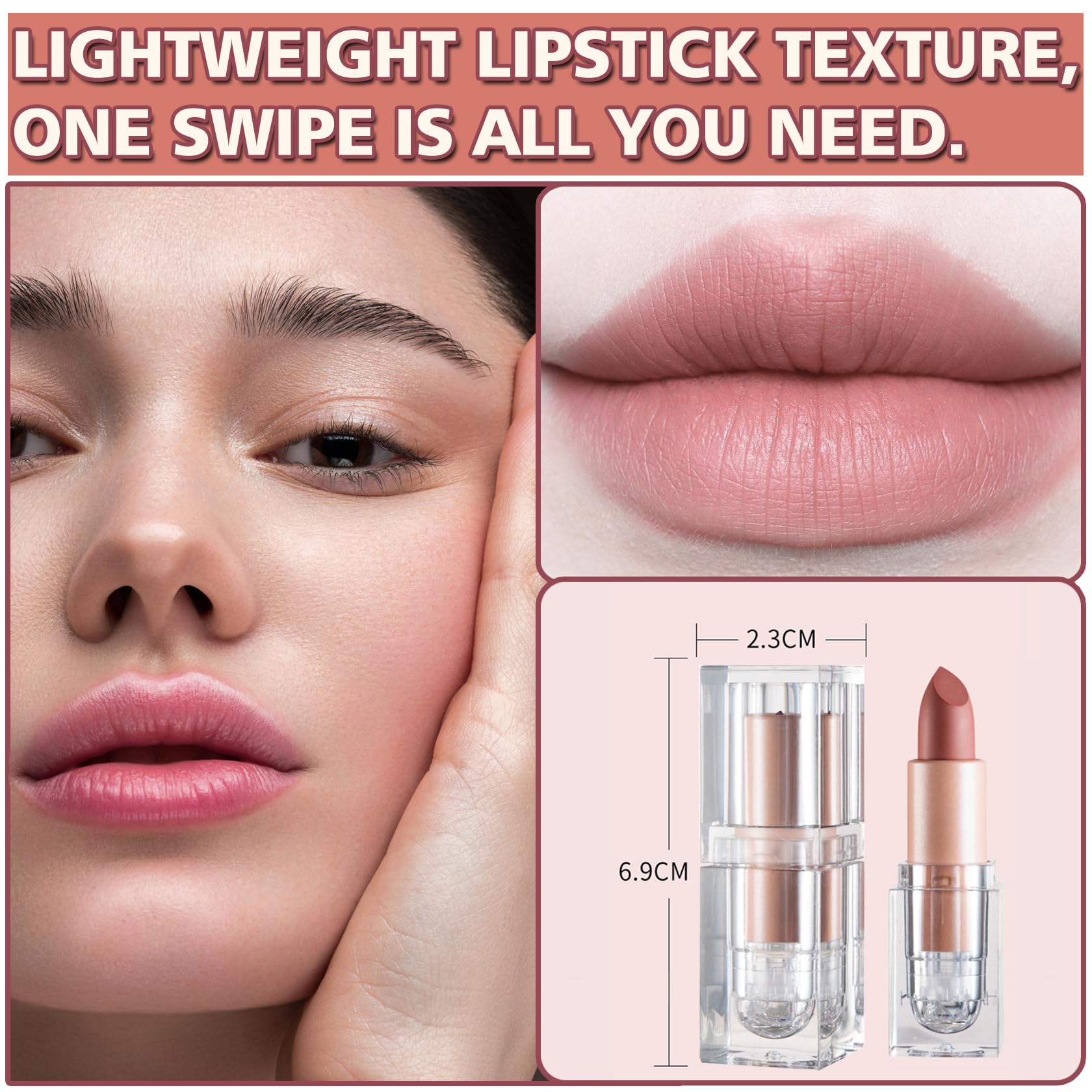 IONSGAKO Labial Beige Mate se desliza suave en labios.