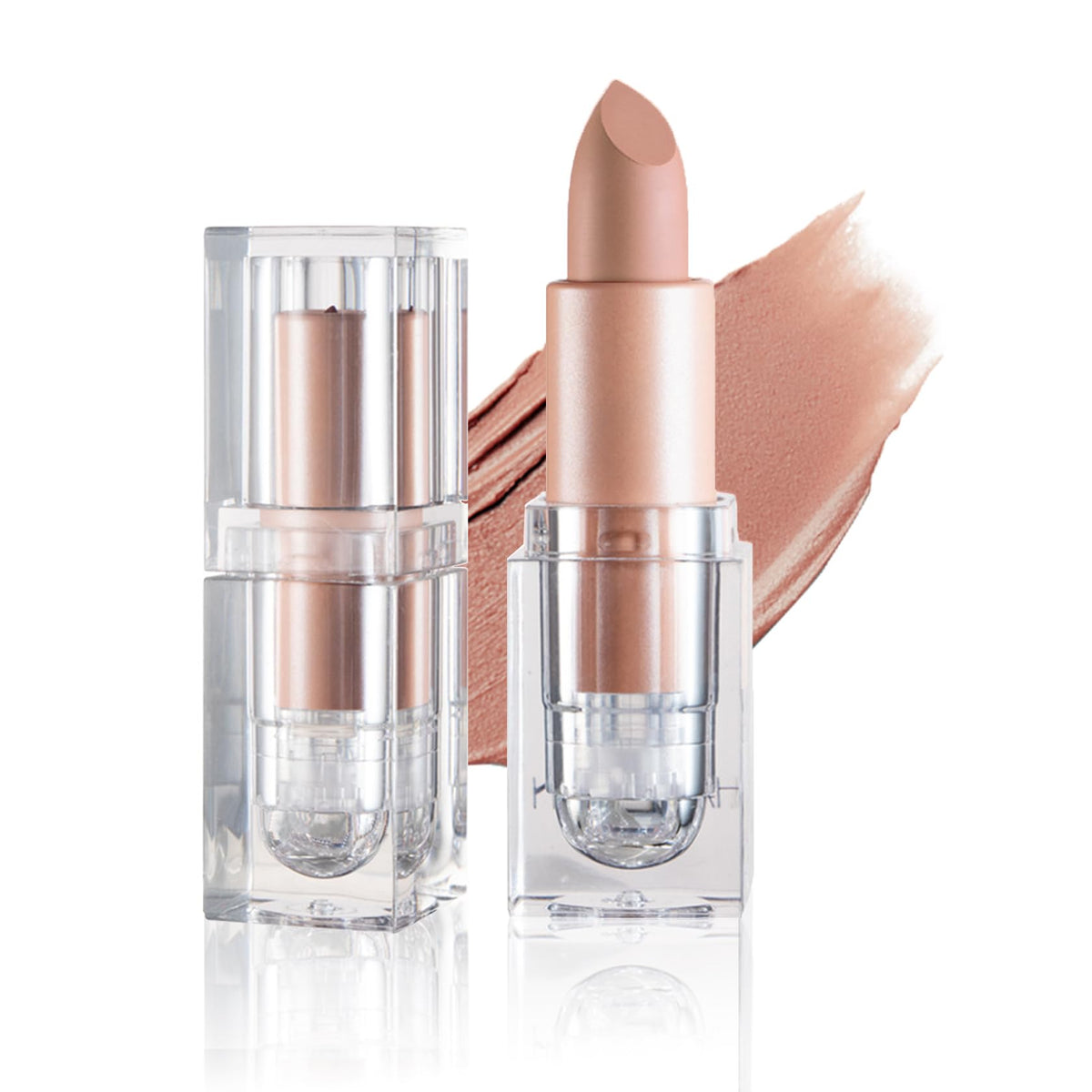 IONSGAKO Labial Beige Mate en tubo de cristal, color duradero.