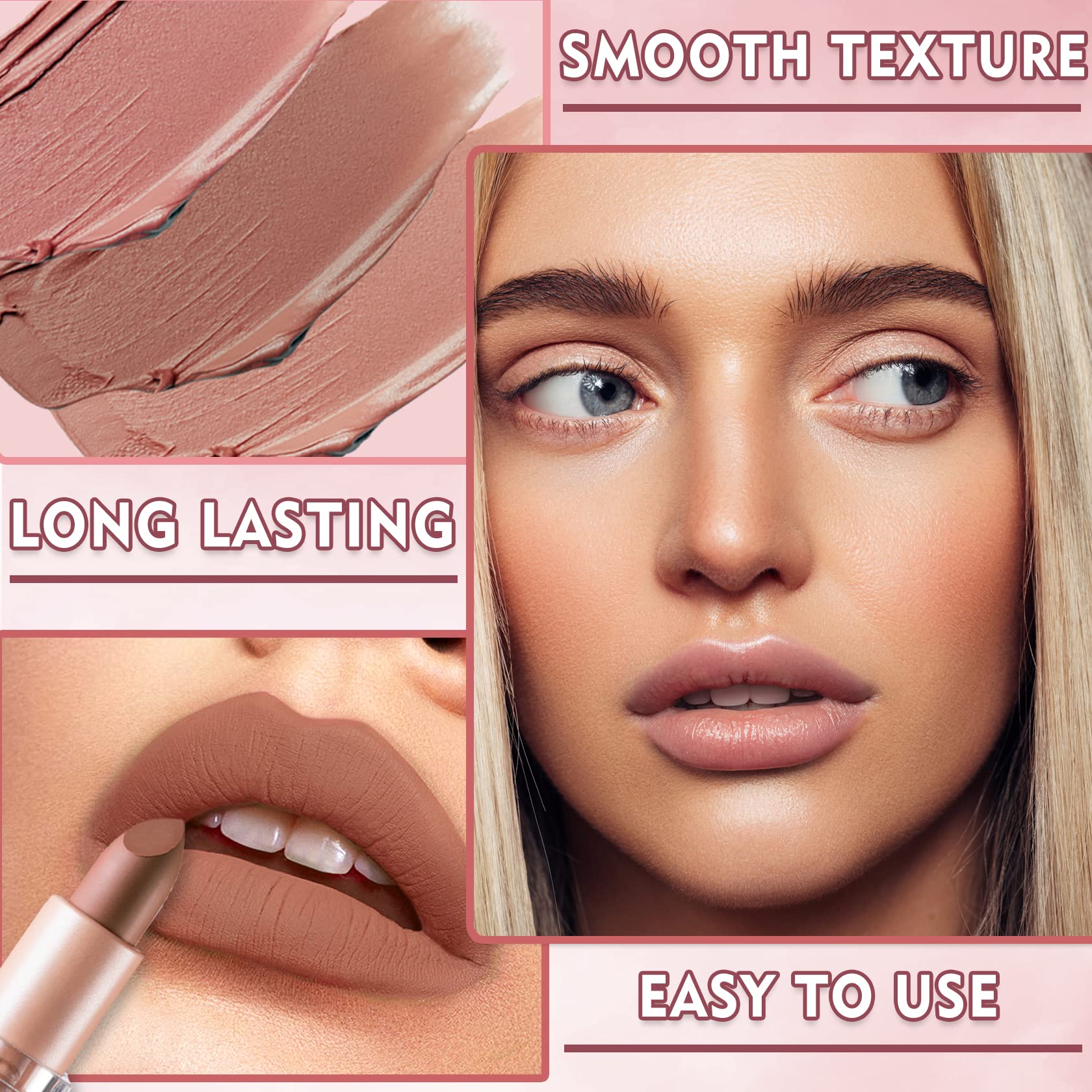 IONSGAKO Labial Beige Mate para uso diario, cómodo y resistente.