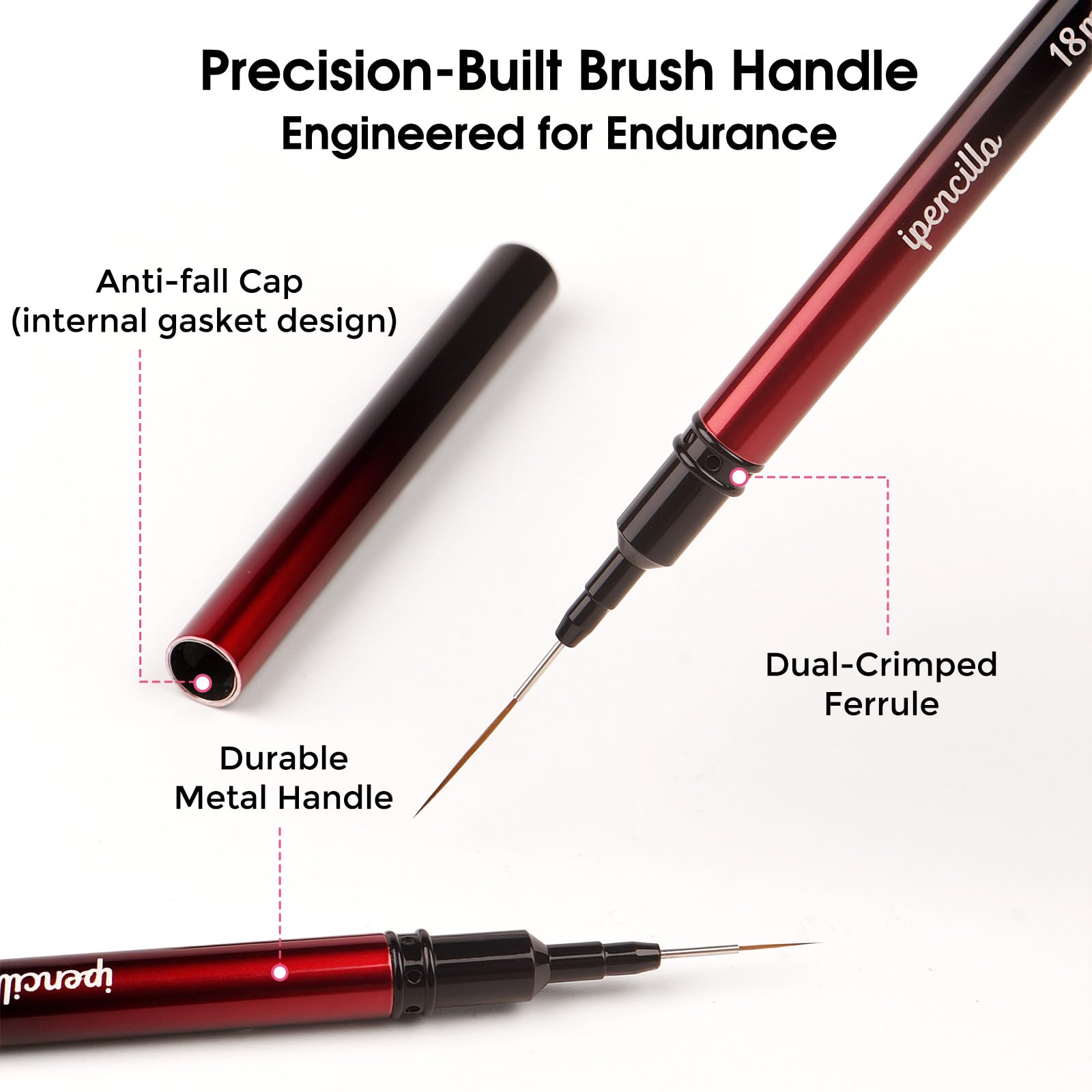 Ipencillo brochas delineado uñas 15 mm: ideal para líneas intermedias y patrones