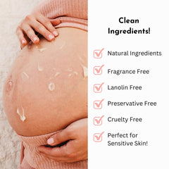 Aplicación y masaje en barriga con Irene Organics Belly Butter para comodidad diaria