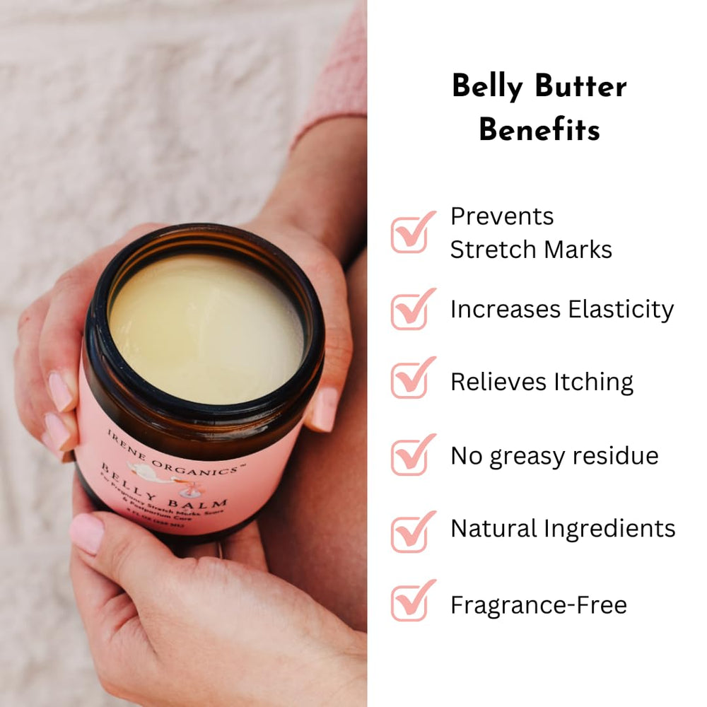 Textura cremosa de Irene Organics Belly Butter ideal para masajes durante el embarazo