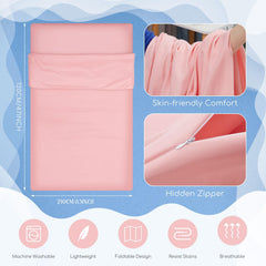 Irenare bolsa dormir autobronceadora rosa, detalle de broches de ajuste para un ajuste seguro