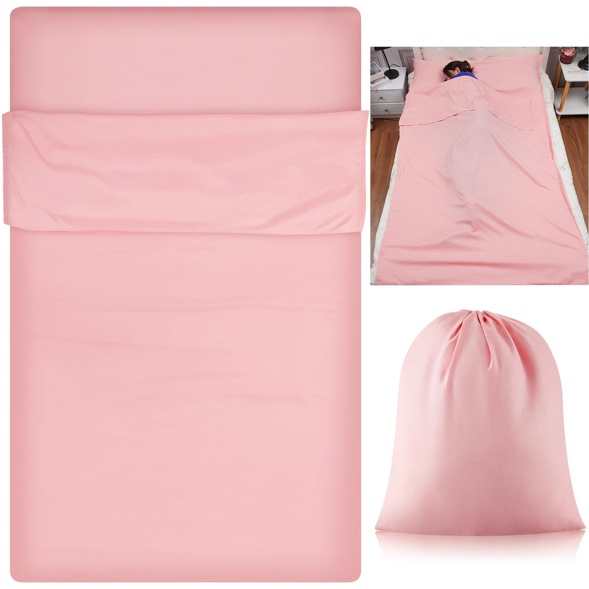 Irenare bolsa dormir autobronceadora rosa, vista frontal para bronceado cómodo en cama