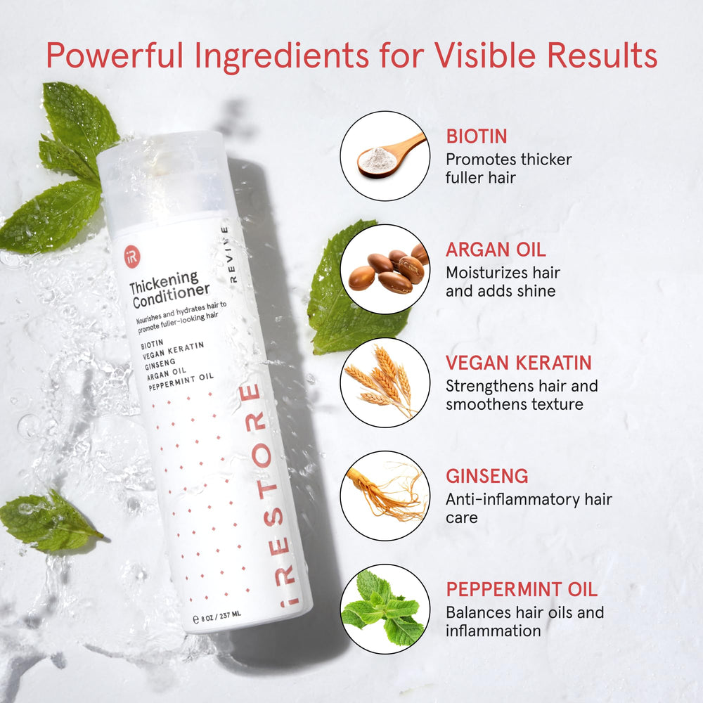 Ingredientes de iRestore con argán y ginseng para cabello nutrido.