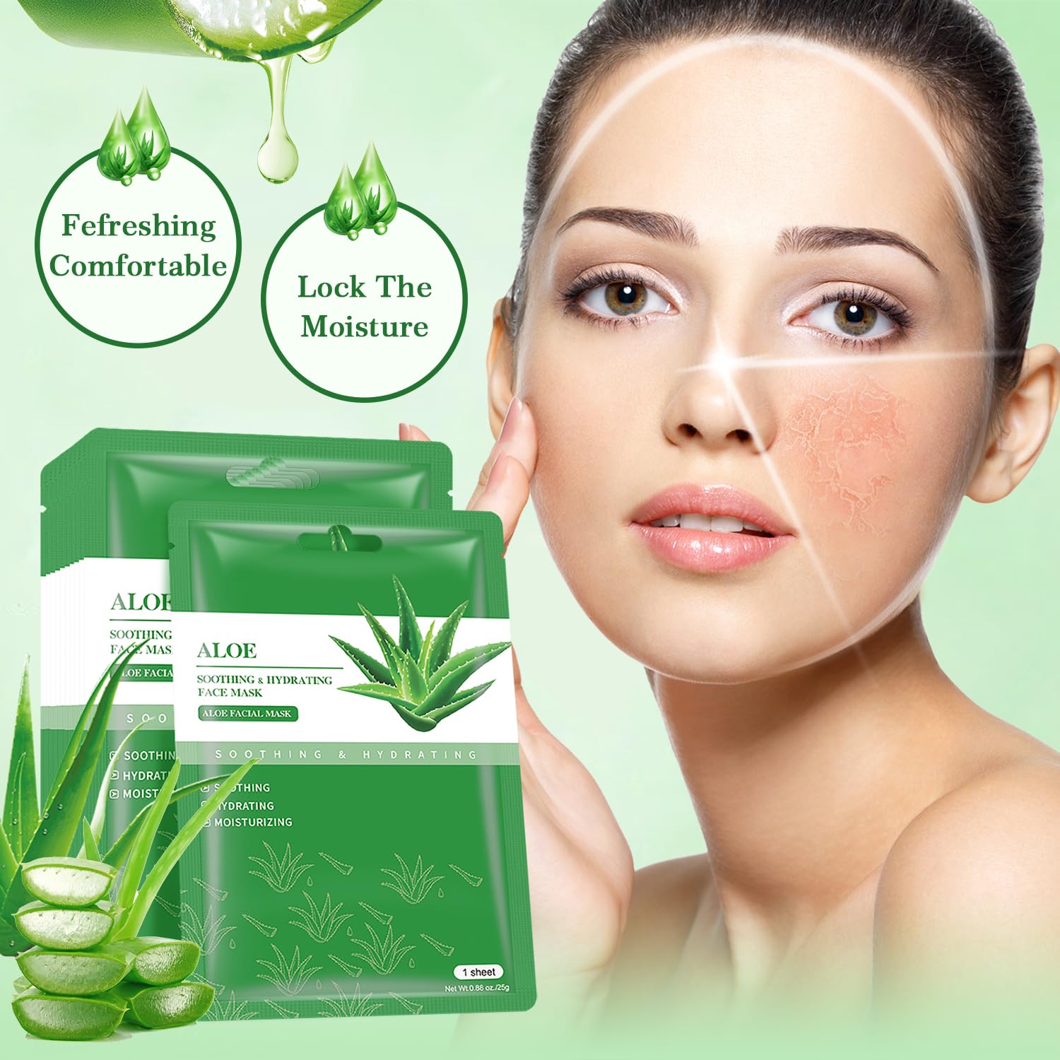 Mascarilla IREV Aloe Vera, calma irritación y reduce enrojecimiento.