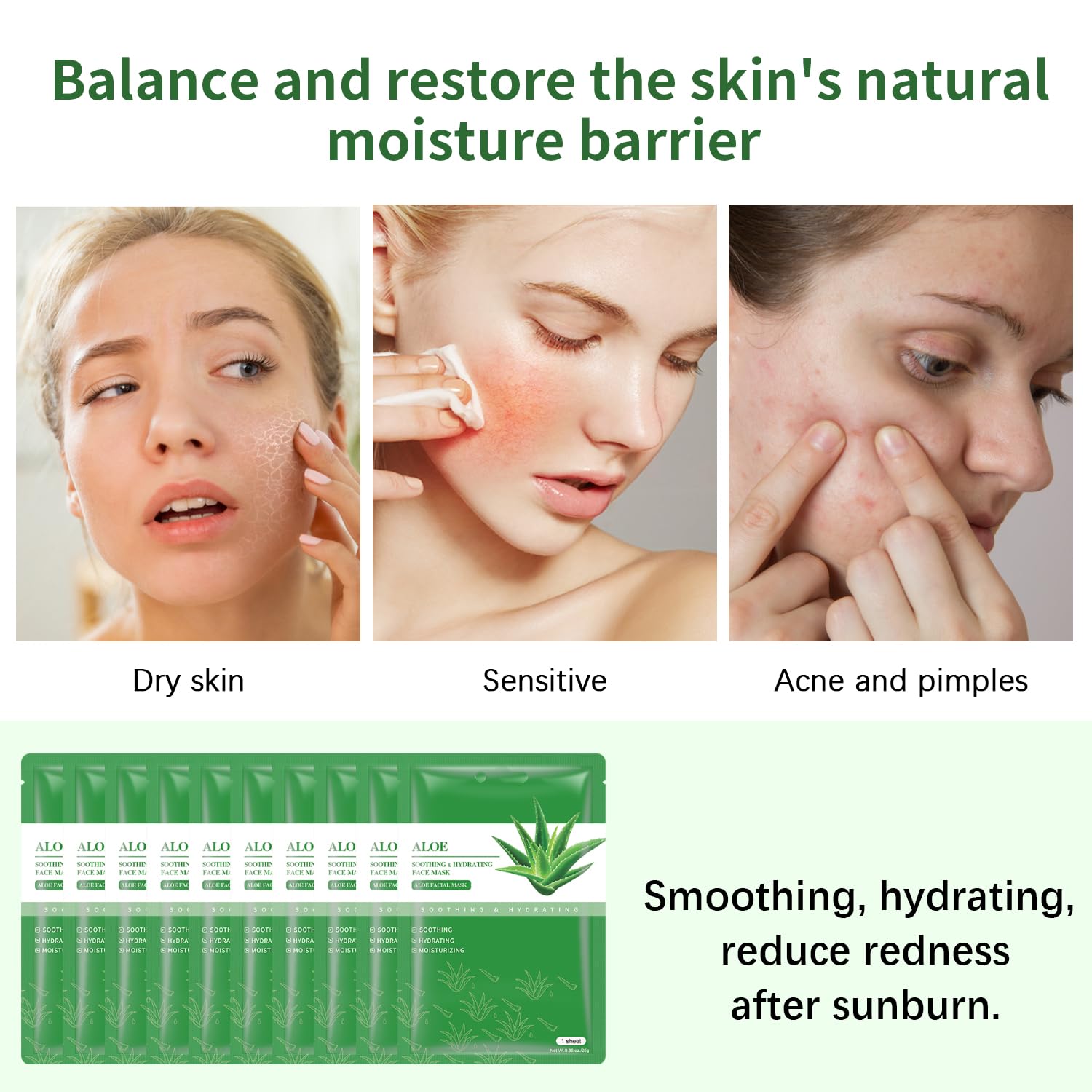 Mascarilla IREV Aloe Vera para piel sensible, calma rojeces y malestar.