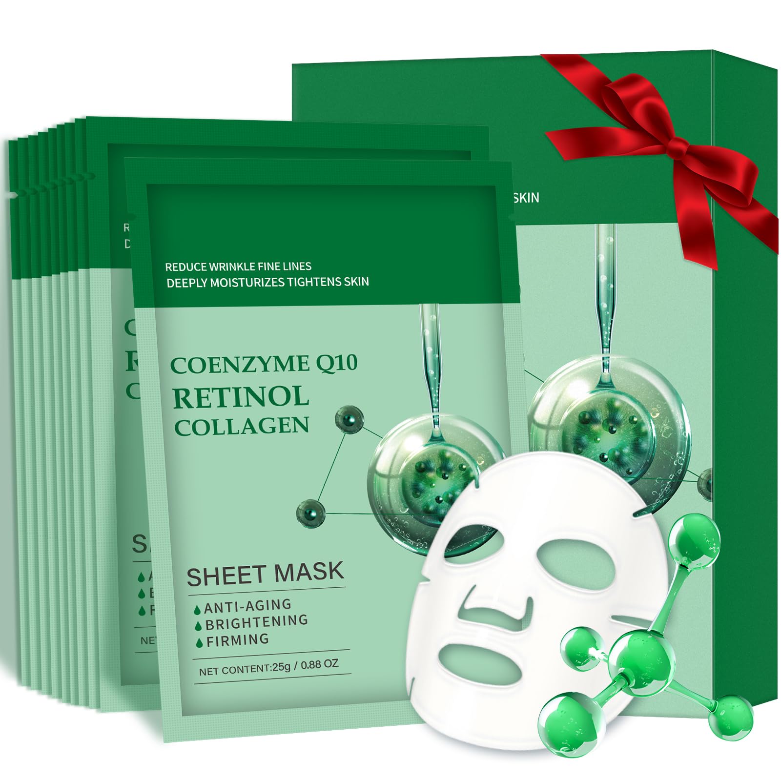 IREV pack de 10 mascarillas con colágeno, Q10 y retinol para uso en casa