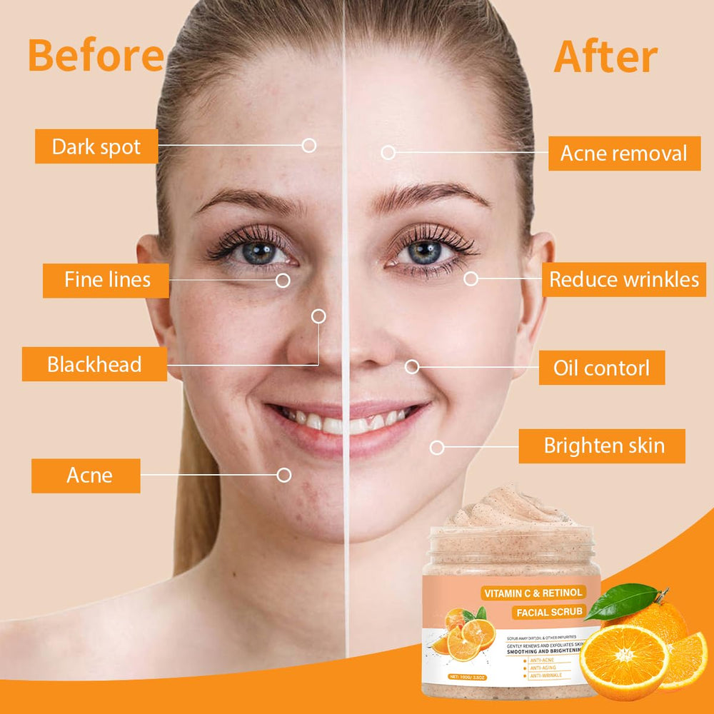 Textura cremosa del exfoliante facial con vitamina C de IREV.