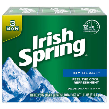 Barra de baño Irish Spring Icy Blast, aroma vigorizante para una ducha fresca.