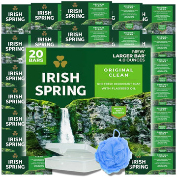 Jabón Irish Spring Original en empaque de 20 barras para frescura diaria.