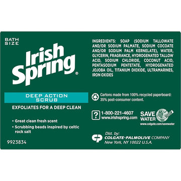 Irish Spring Deep Action jabón triple pack, ahorro práctico para la ducha.