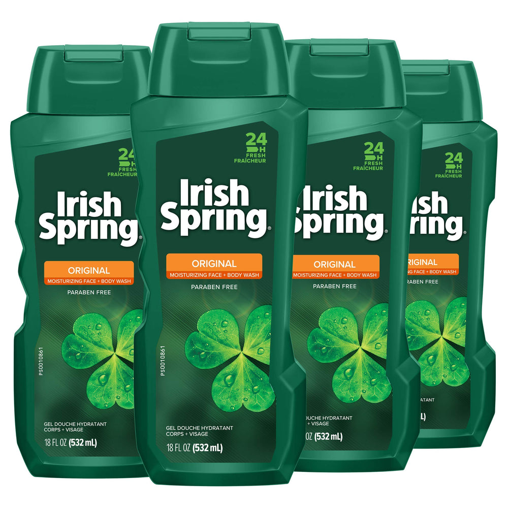 Irish Spring Original Gel Douche pour Homme, bouteille prête pour votre rituel quotidien rafraîchissant.