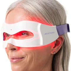 iRestore mascarilla ocular con 180 diodos LED para cuidado ocular focalizado.