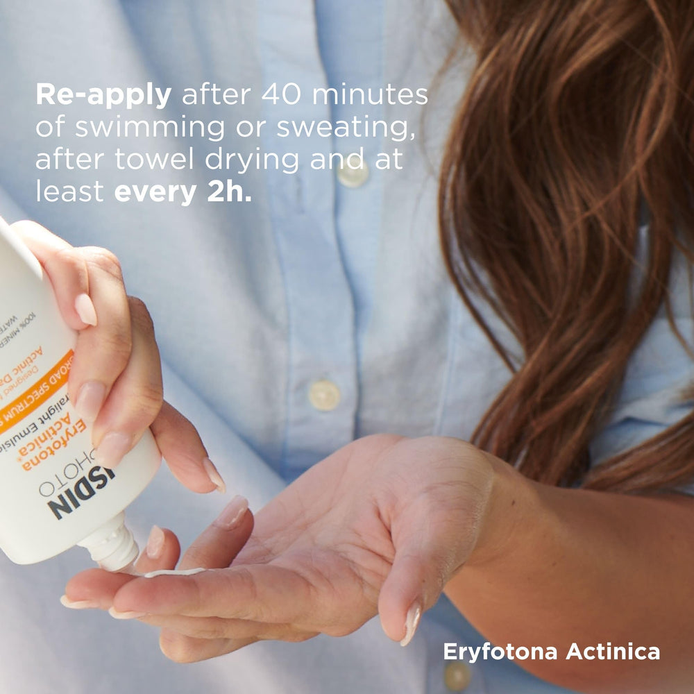 ISDIN Eryfotona Actinica: protección UVA y UVB SPF50 para rostro diario.
