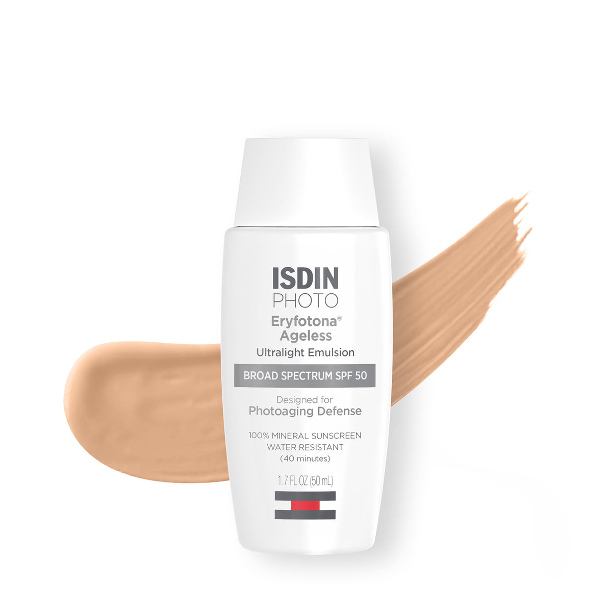 ISDIN Eryfotona Ageless: bote con tinte para un acabado natural y protección solar diaria.