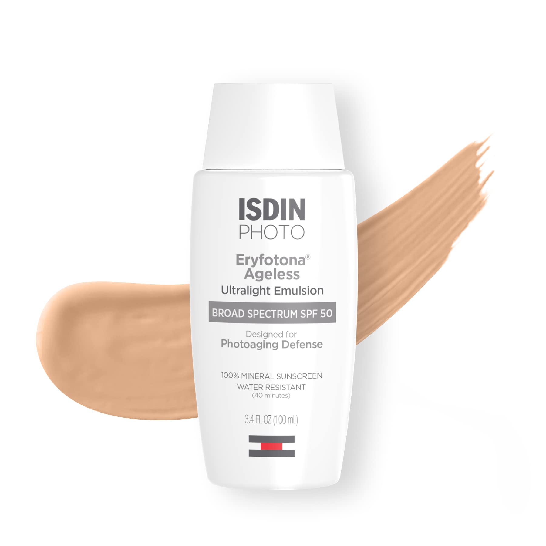 ISDIN Eryfotona Ageless teinte visage, protection SPF 50 et unifiant le teint.