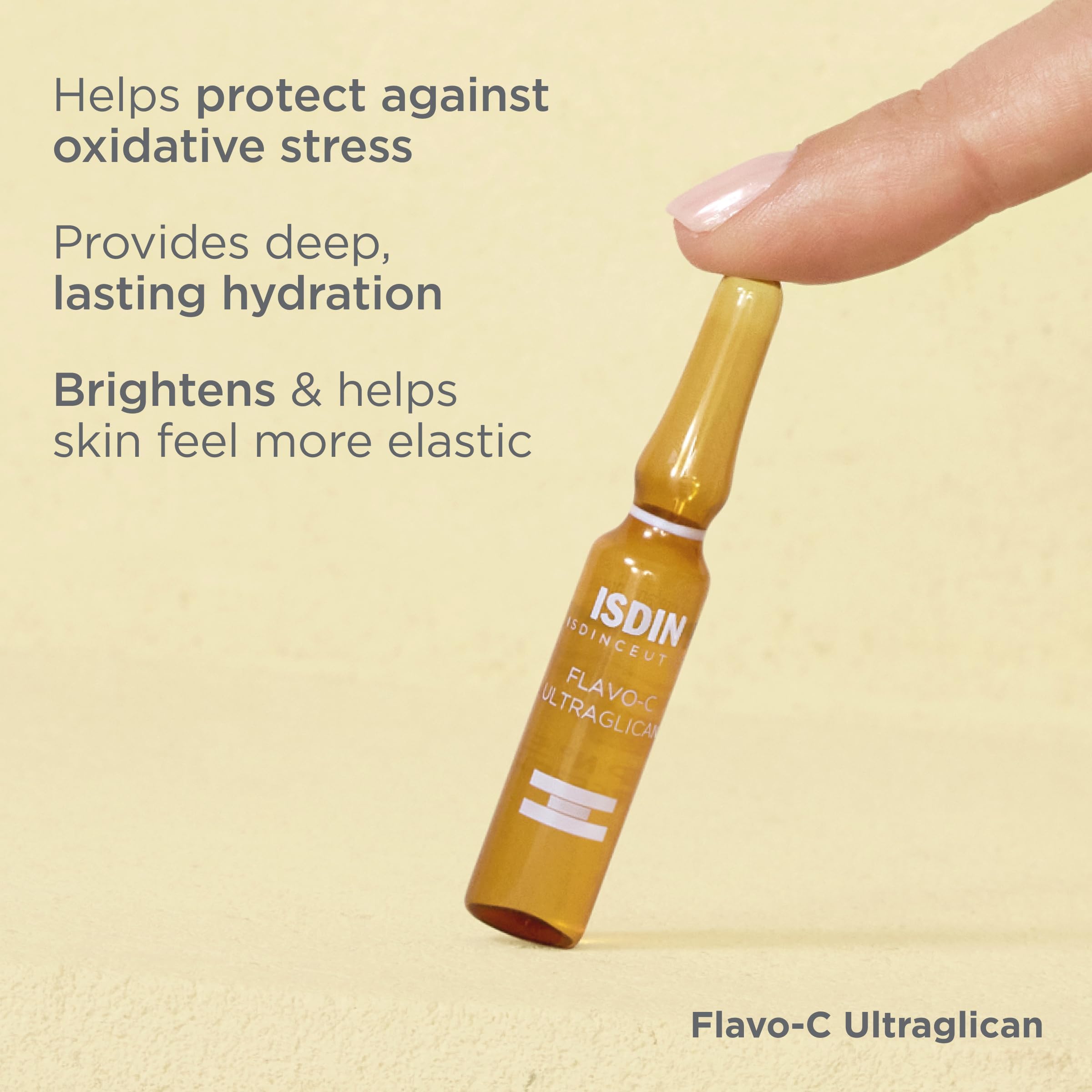 Application matinale ISDIN Flavo-C Ultraglican pour protéger et éclairer la peau