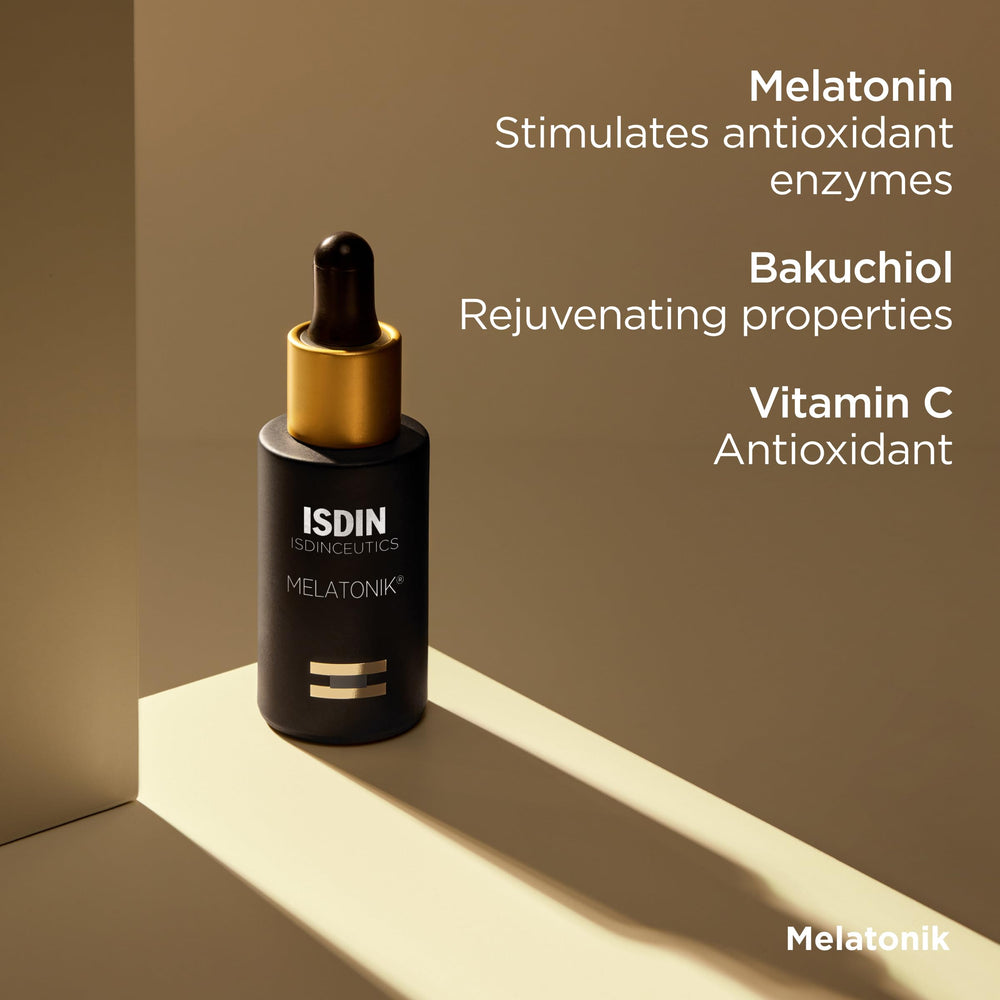 ISDIN Melatonik — ingrédients bakuchiol et vitamine C pour l'éclat.