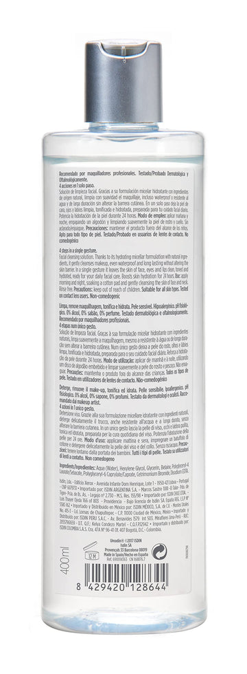 ISDIN Micellar 4-en-1: envase práctico para llevar en viajes.