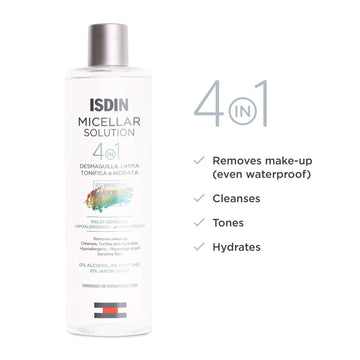 ISDIN Micellar 4-en-1: textura suave para una experiencia de desmaquillado agradable.