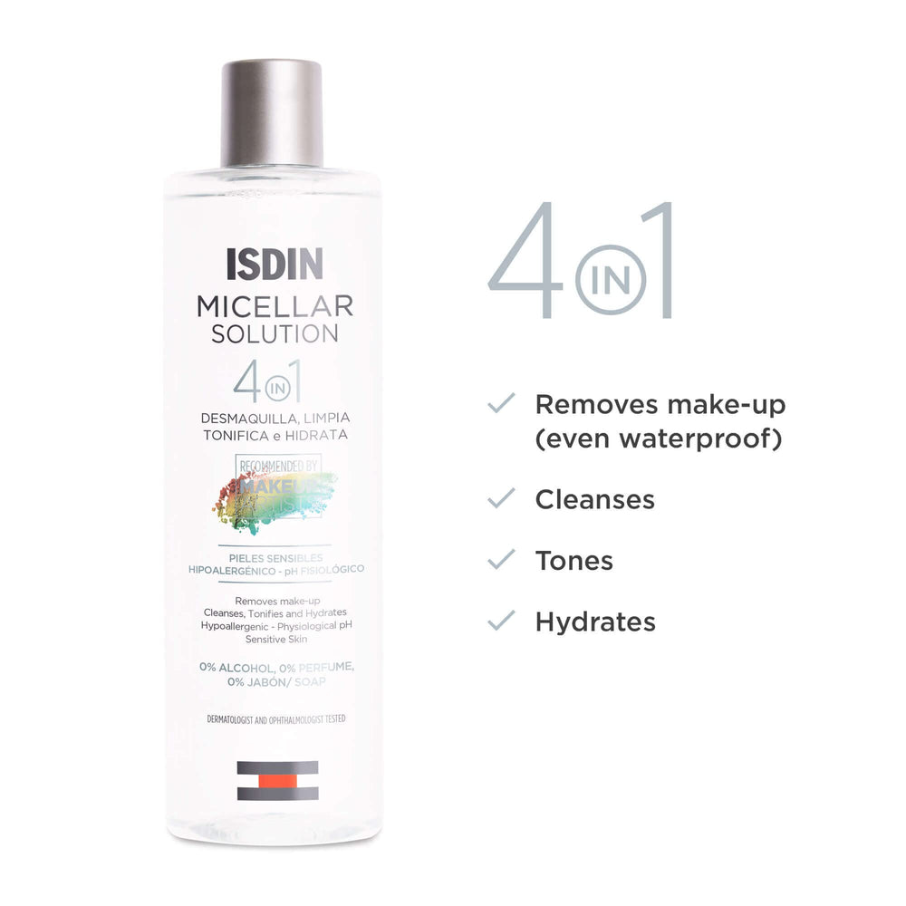ISDIN Micellar 4-en-1: textura suave para una experiencia de desmaquillado agradable.