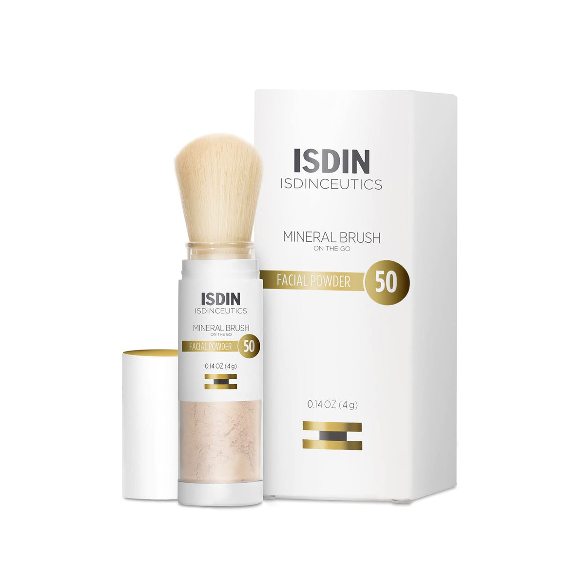 ISDIN Mineral Brush Powder en acción con aplicación circular para cobertura suave