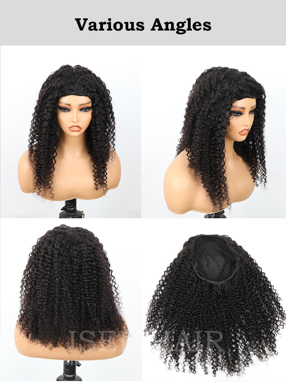 ISEE peluca con rizo apretado de cabello humano para volumen