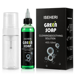 iseheri ultra-concentrated green soap tattoo 4oz bottle provides gentle pre-clean for skin.