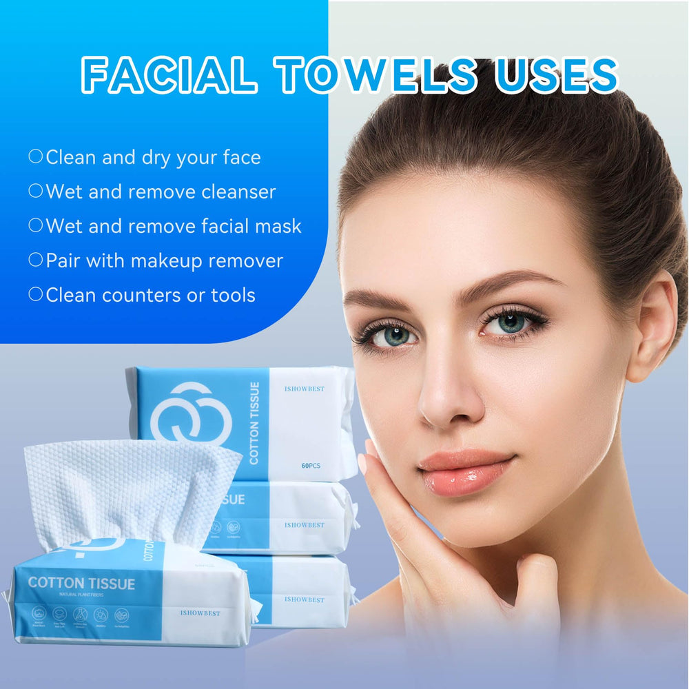 ISHOWBEST, toallas faciales desechables de 20x18 cm, practicidad para cuidado diario.