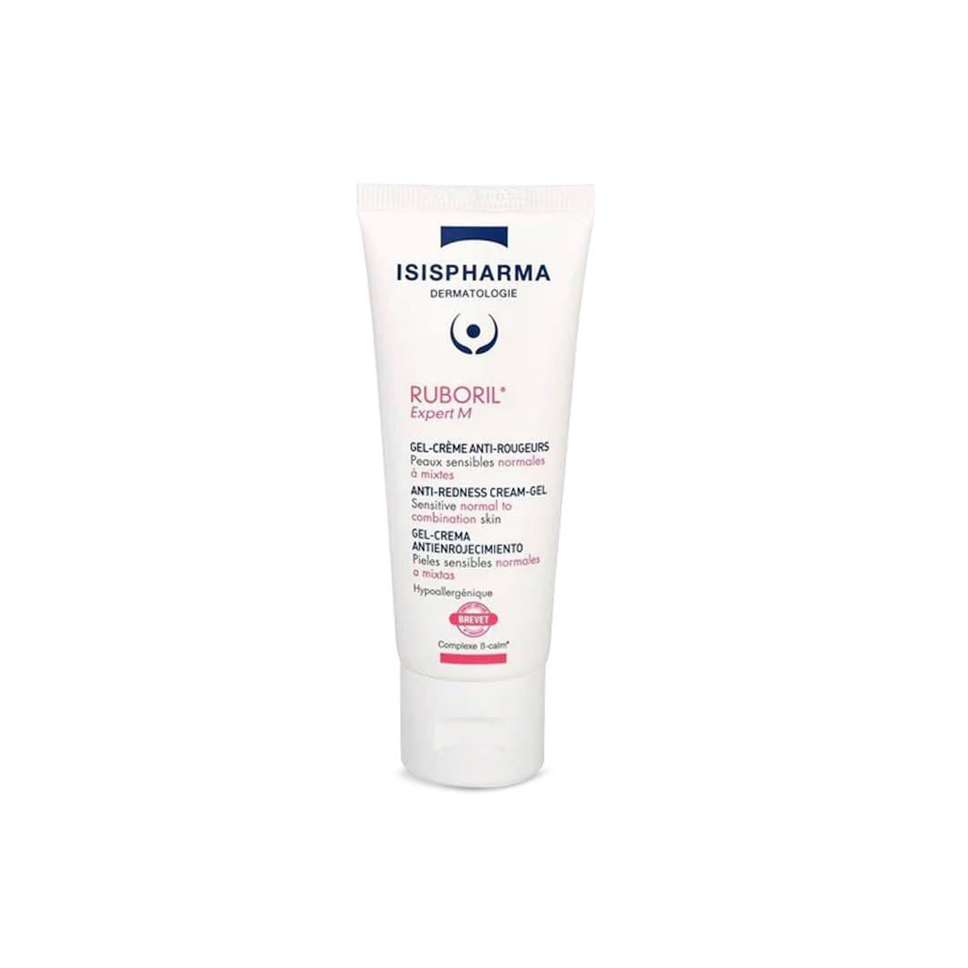 IsisPharma Ruboril Expert M: bote-vertido mostrando crema calmante para rojeces