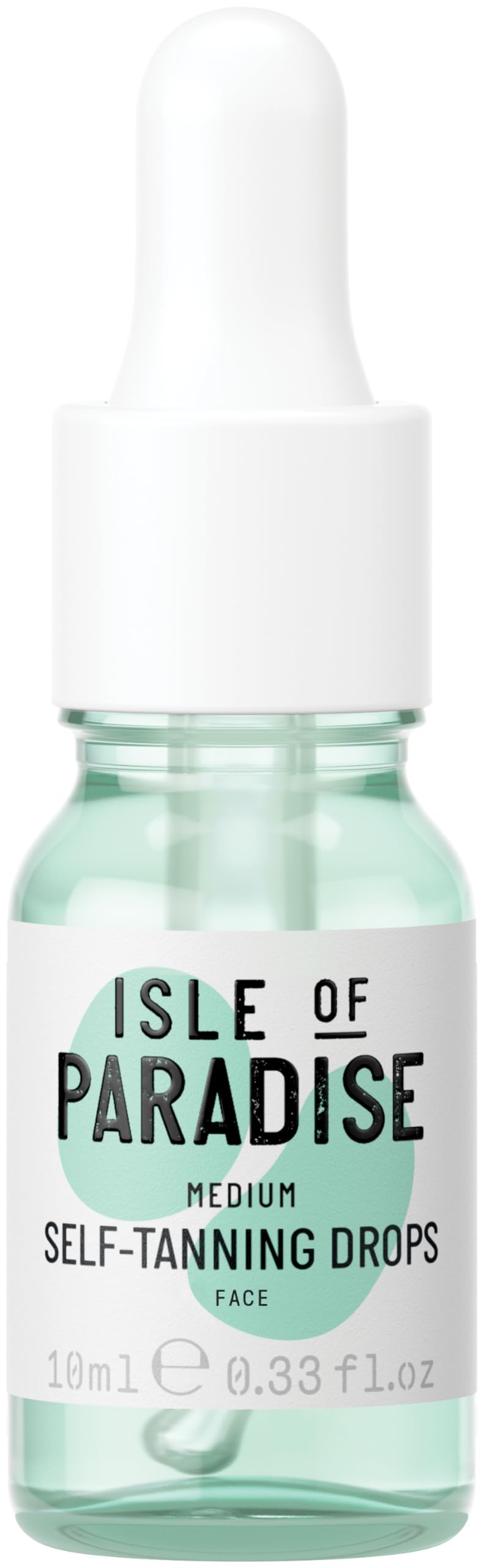Isle of Paradise gotas para bronceado facial y corporal en frasco para tono natural.