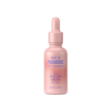 Isle of Paradise gotas bronceado facial y corporal, tono natural y duradero.
