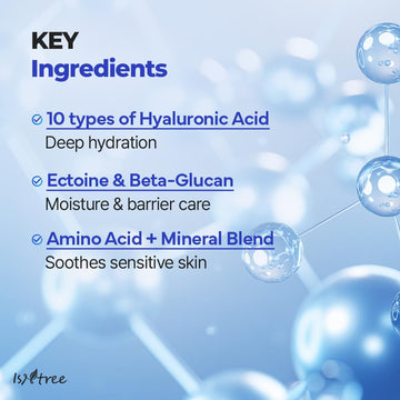 Hydration-focused image representing ten-hyaluronic-acid blend.