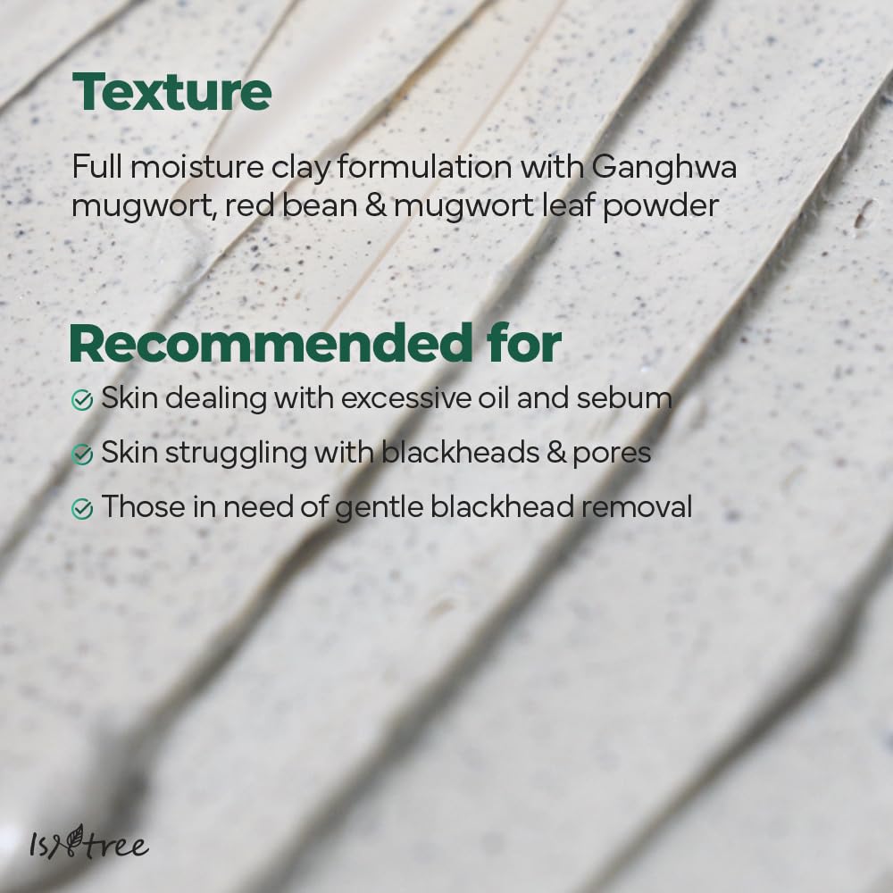 IsNtree Mugwort Mascarilla Arcilla Calmante, uso diario para piel sensible