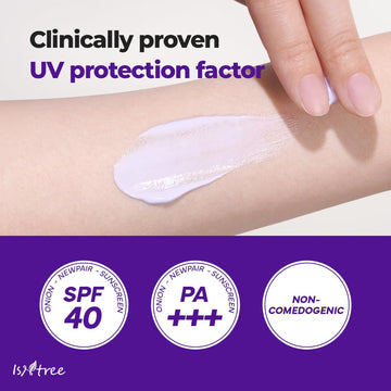 IsNtree Onion Newpair Sunscreen fragrance-free and gentle for sensitive skin.