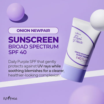 IsNtree Onion Newpair Sunscreen purple tint evens skin tone without white cast.