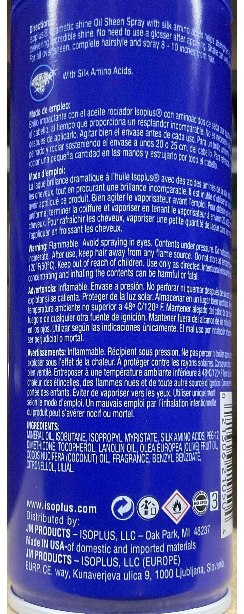Isoplus Brillo Aceite, primer plano del brillo sedoso en el cabello.