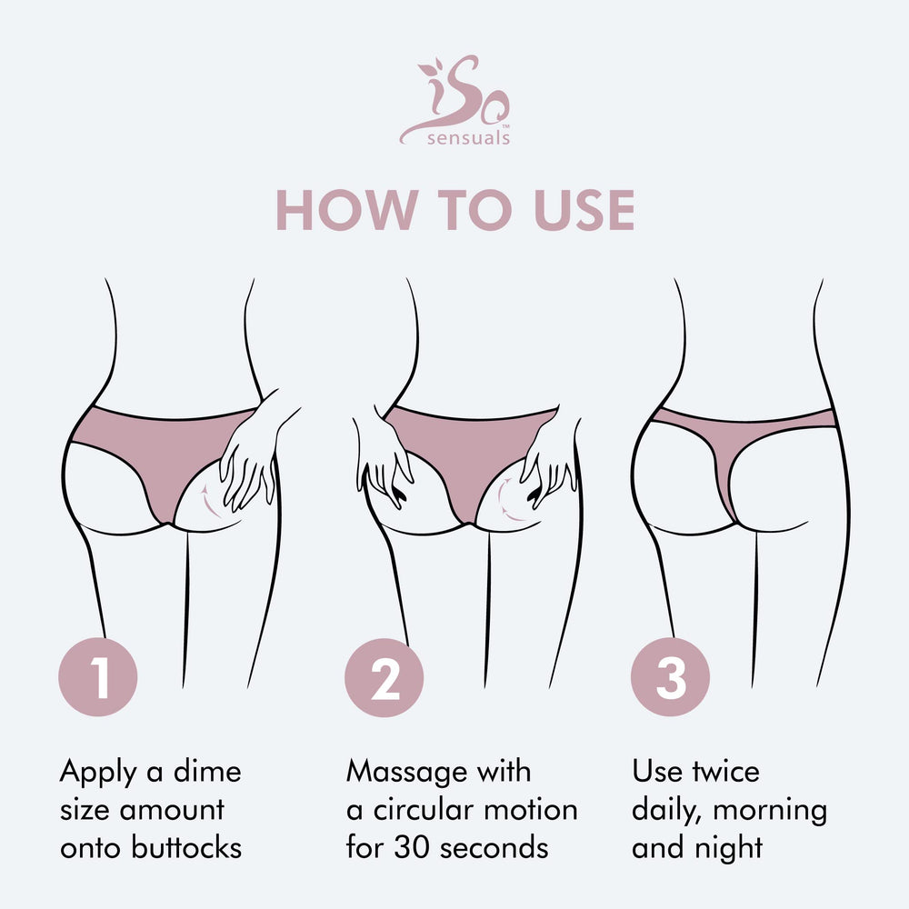 IsoSensuals Curve crema glúteos, empaque elegante para casa o regalo.