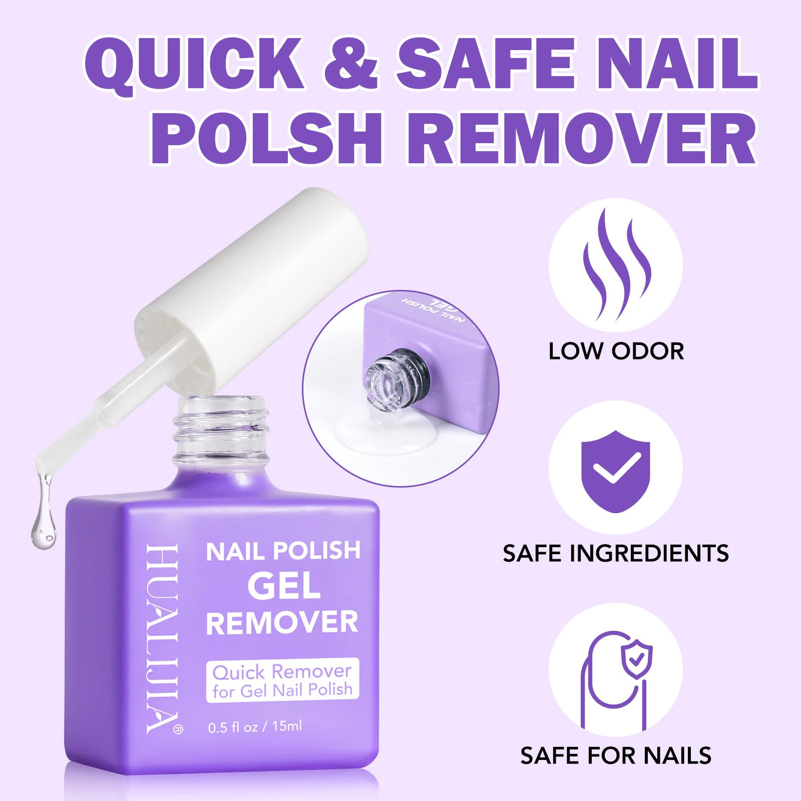 ISUNRISE Gel Remover Proceso sin remojo evita envolturas complicadas.