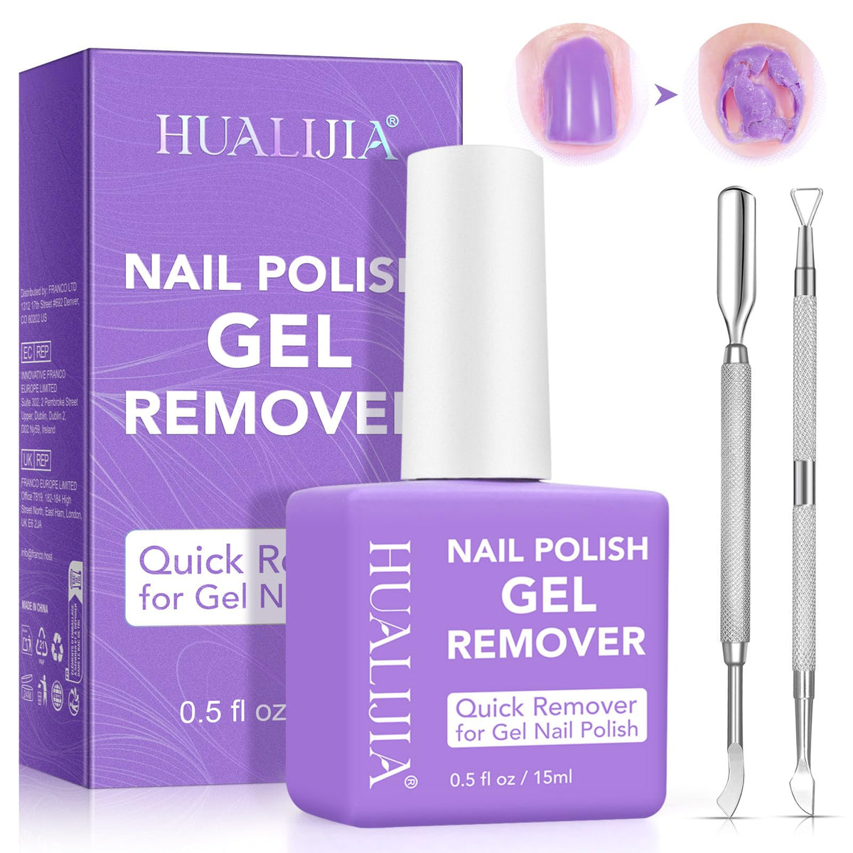 ISUNRISE Gel Remover botella, elimina gel de uñas de forma rápida y suave.