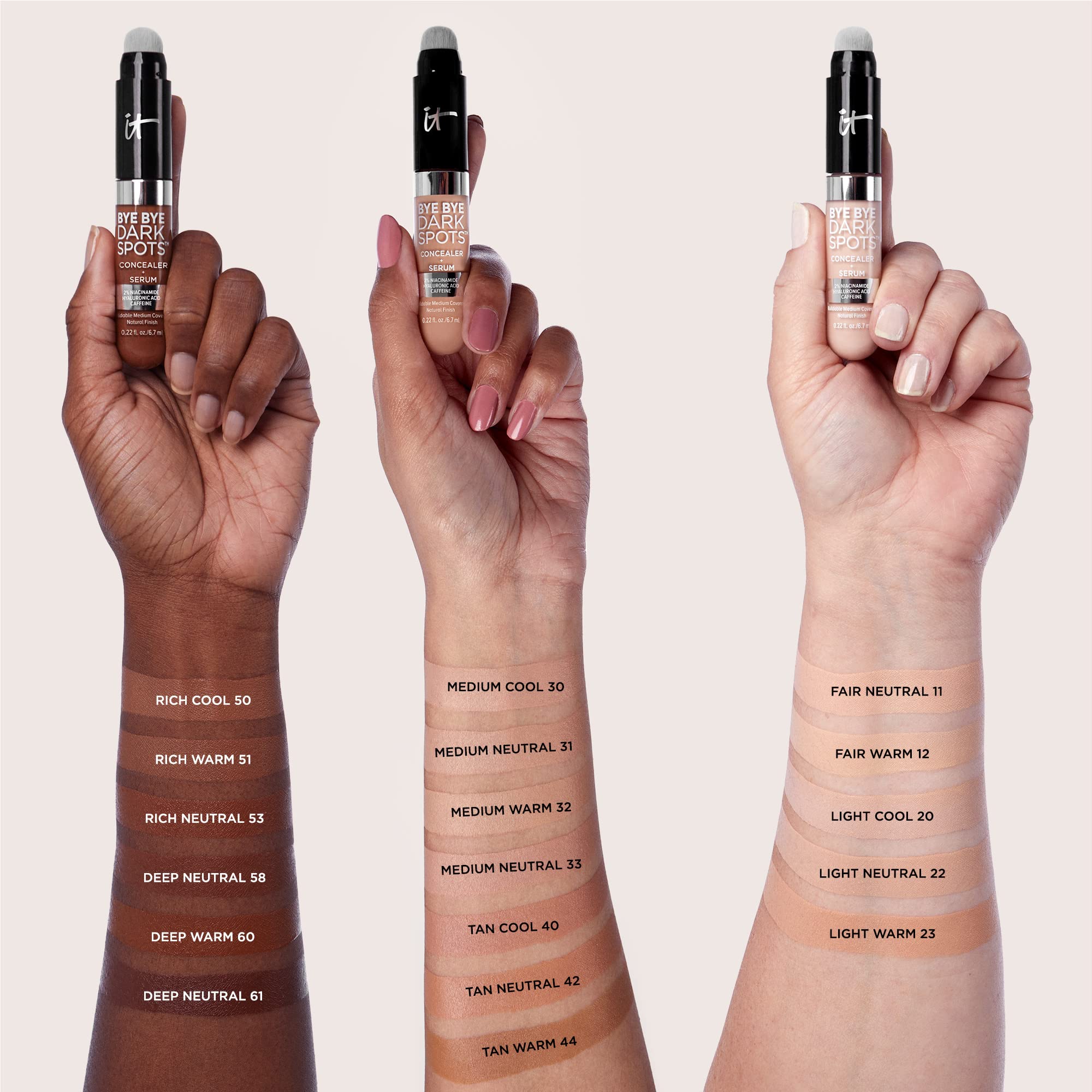 IT Cosmetics Bye Bye Dark Spots: Niacinamida 2% para tono más uniforme.