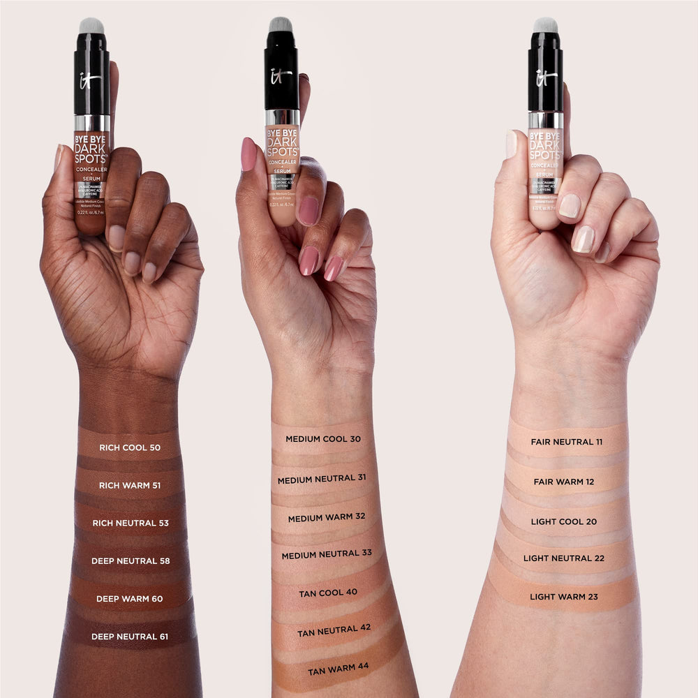 IT Cosmetics Bye Bye Dark Spots: Niacinamida 2% para tono más uniforme.
