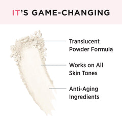Aplicación suave del polvo Bye Bye Pores para difuminar poros