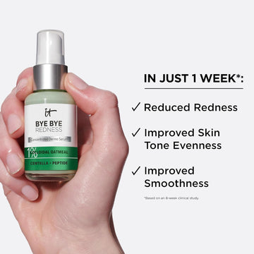 IT Cosmetics Bye Bye Redness Serum, fórmula dermatológicamente probada, segura para piel rosácea