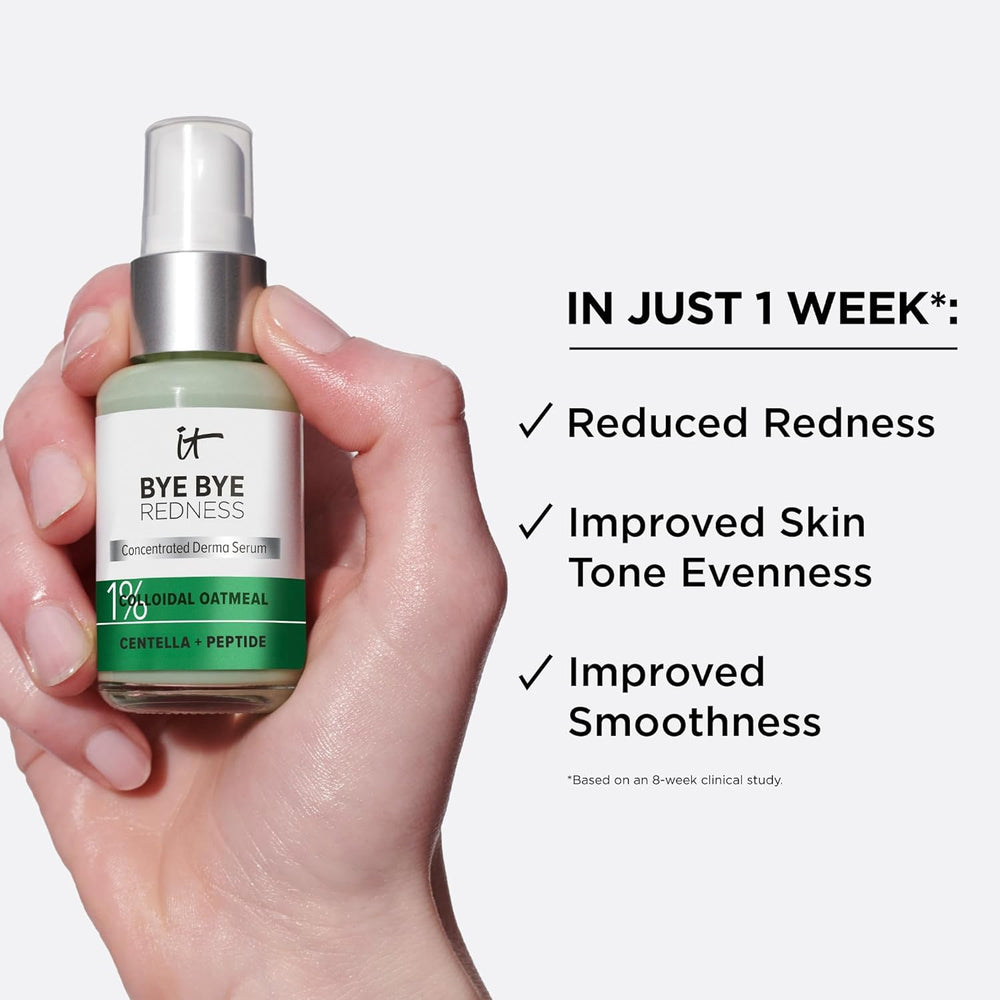 IT Cosmetics Bye Bye Redness Serum, fórmula dermatológicamente probada, segura para piel rosácea