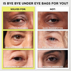 Tecnología de desenfoque que ayuda a reducir visualmente las bolsas alrededor de los ojos.