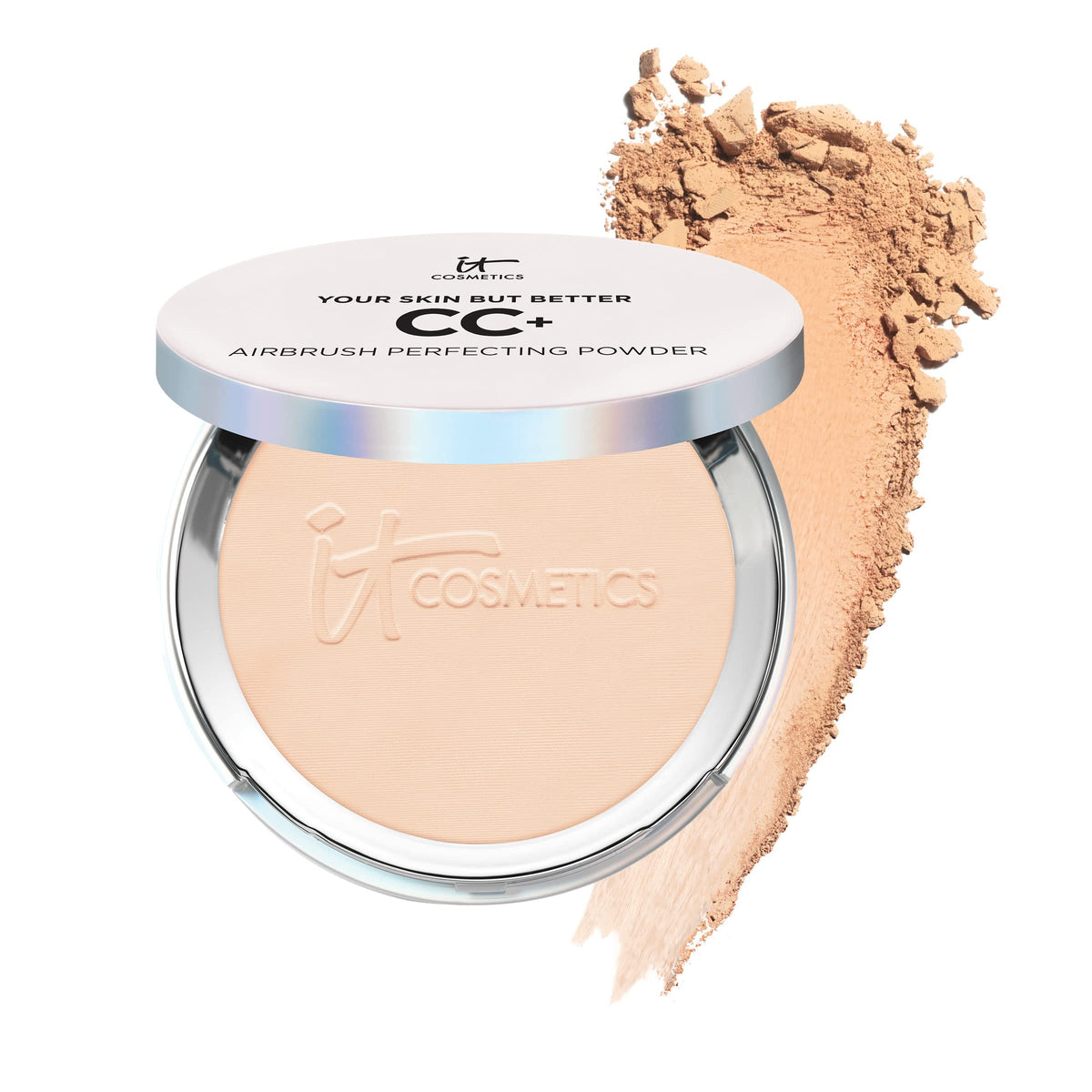 IT Cosmetics CC+ Airbrush Poudre dans son boîtier, fini uniforme et portable.